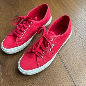 Superga Red Canvas Athletic Shoes